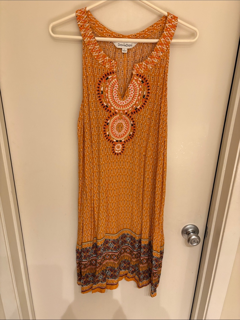 DAVI & DANI Yellow Sleeveless Embroidered Maxi Dress